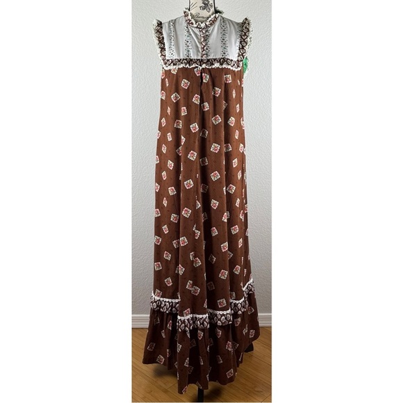 Malia Honolulu Vintage 60s 70s Hawaiian Maxi Dress Floral Boho, size Small - Picture 3 of 12